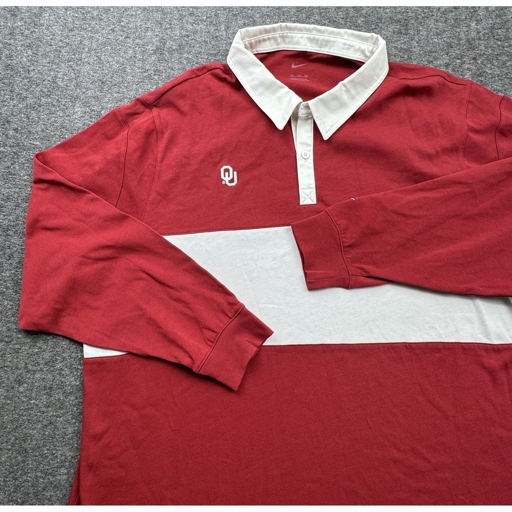 Oklahoma Sooners Nike Campus Collection Rugby Polo Shirt Size XXL Long Sleeve‎
